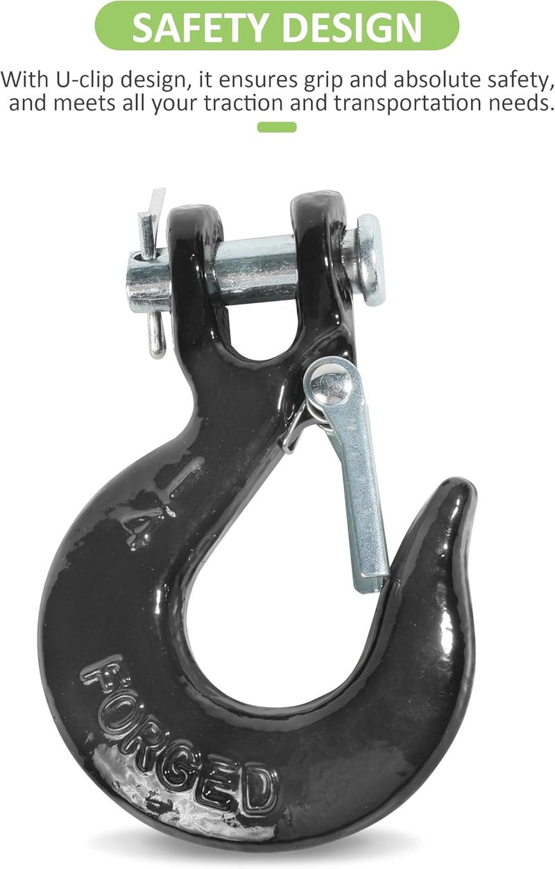 RACOONA Winch Hook,Chain Hook,1/4 inch Clevis Slip Hook with Safety Latch,Car Accessories Heavy Duty Safety Chain Hook,Forged Steel Towing Winch Hook for ATV UTV,Fit 3/16” 1/4” Synthetic Winch Rope - Image 5
